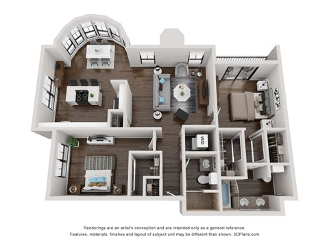 Floor plan for 2 beds, 2 baths, 1220 sqft